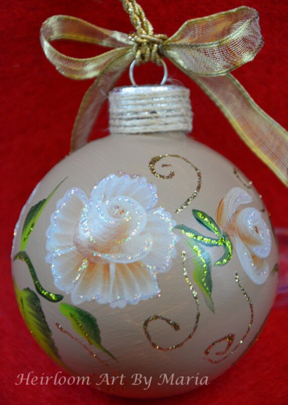 Christmas Ornament Hand Painted Christmas Gift Rose Ornament