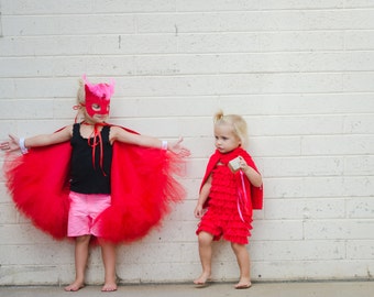 Lux Owlette Costume - Wings and Feather Mask-red wings feather mask costume - PJ Masks Owlette Mask costume
