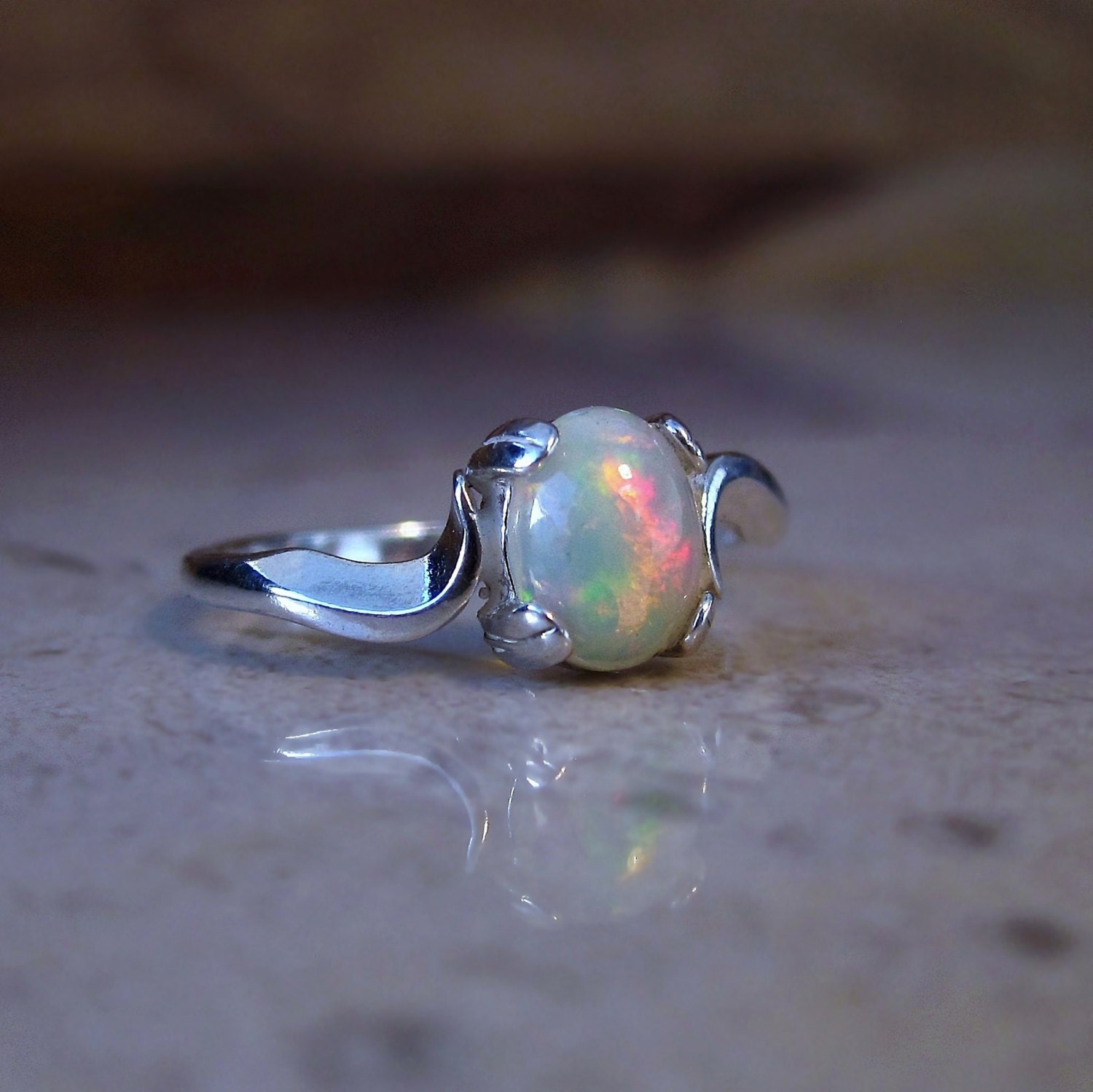 Opal Ring White Opal Ring Genuine Opal Ring Opal Jewelry