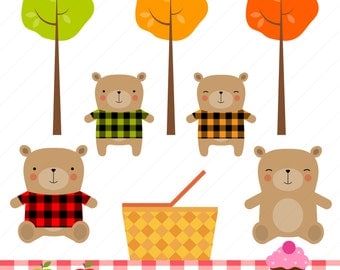 Teddy Bear Clipart / Teddy Bear Picnic Clipart / Picnic Clipart