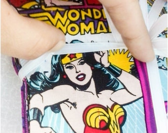 Wonder woman charm pack, DC comic charm pack, 5x5 inch hand cut quilt squares, Wonder woman fabric charm pack, superhero fabric charm pack