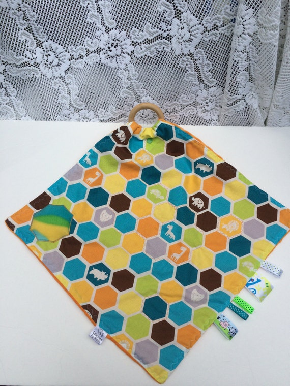 Items similar to Baby Teething Blanket, Sensory Blanket, Bright Colors