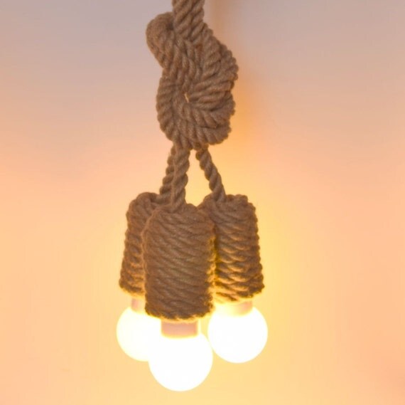 Jute pendant light made from sailing rope 60cm 24