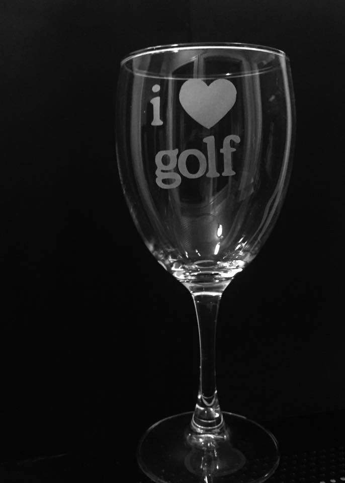 I love golf wine glass Etched golf glass by ExpressionsGlassware