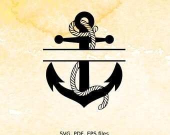 Split Anchor Monogram SVG, rope, nautical Split Monogram frame, pdf, eps, svg files for cricut, silhouette cameo,