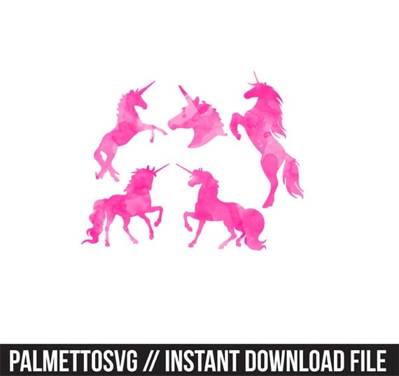 unicorns pink watercolor clip art svg dxf file by palmettosvg