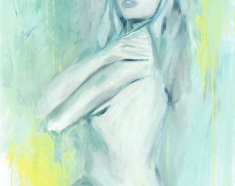 Shades of mint, print of the original oil painting, fine art print
