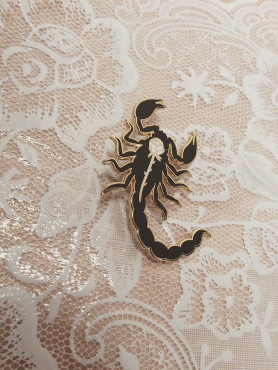 Scorpion Rose Pin Large 2 by lakiwibaby on Etsy