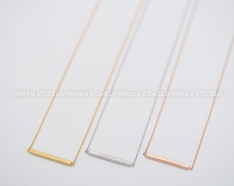 Skinny Bar Necklace - Gold,Silver,Rose Gold. Solid Gold Bar Necklace, Delicate Stick Bar Necklace, Layering Necklace, Bridesmaid Gift NBB075