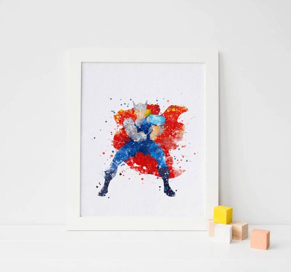 Thor poster Thor Avengers Thor Watercolor Art Thor Print, Thor nursery Wall decor, Watercolour Print, Thor Superhero Poster, Thor wall art Il_570xn