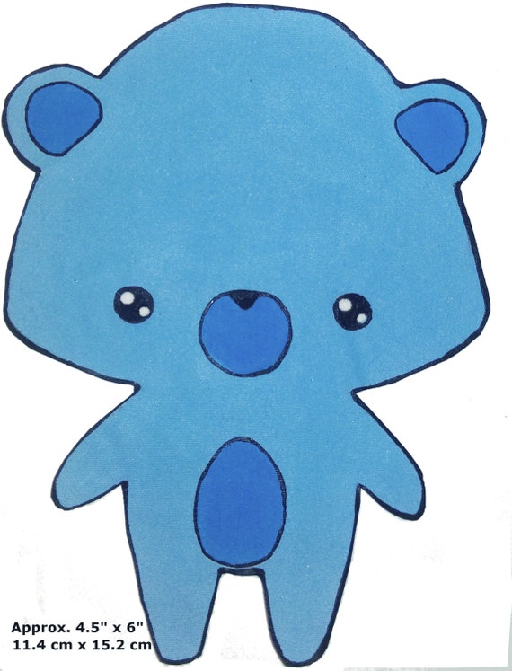 Blue Bear Patch Kawaii Teddy Applique DIY Craft No Sew