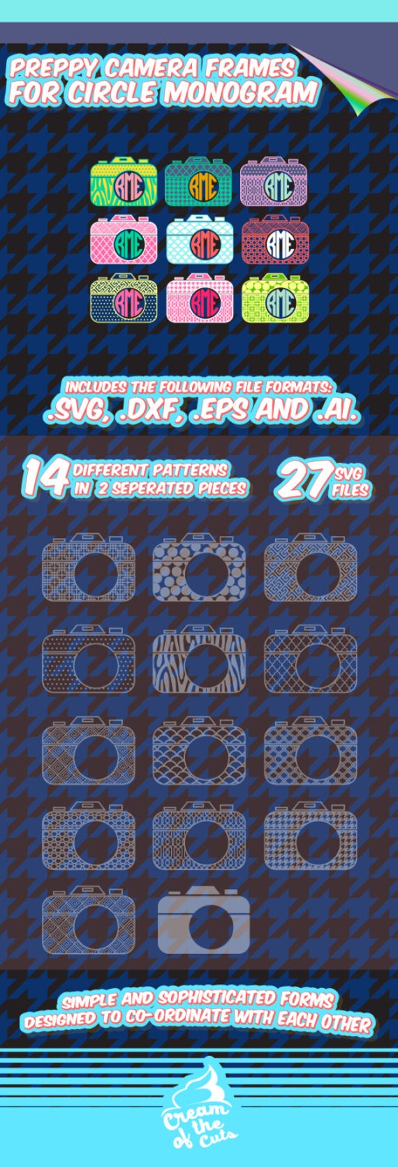 Download Camera svg Preppy Monogram Frames Patterned screen