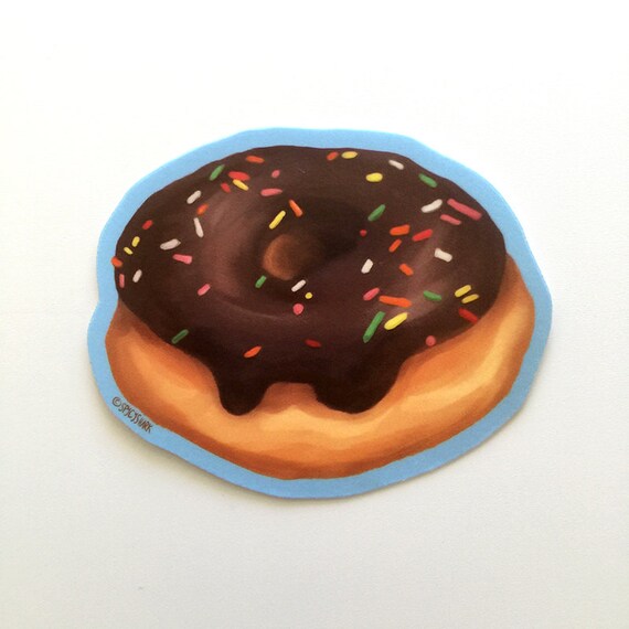 Donut Vinyl Sticker Chocolate Doughnut with by SpycyShark on Etsy