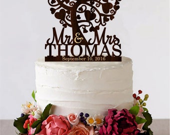 Love Tree Wedding Cake Topper Mr and Mrs Cake Topper With Last Name Love Couple Cake Topper Initial Cake Topper