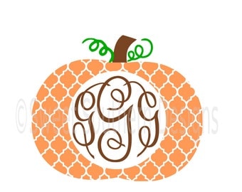 Quatrefoil pumpkin monogram SVG instant download design for cricut or silhouette