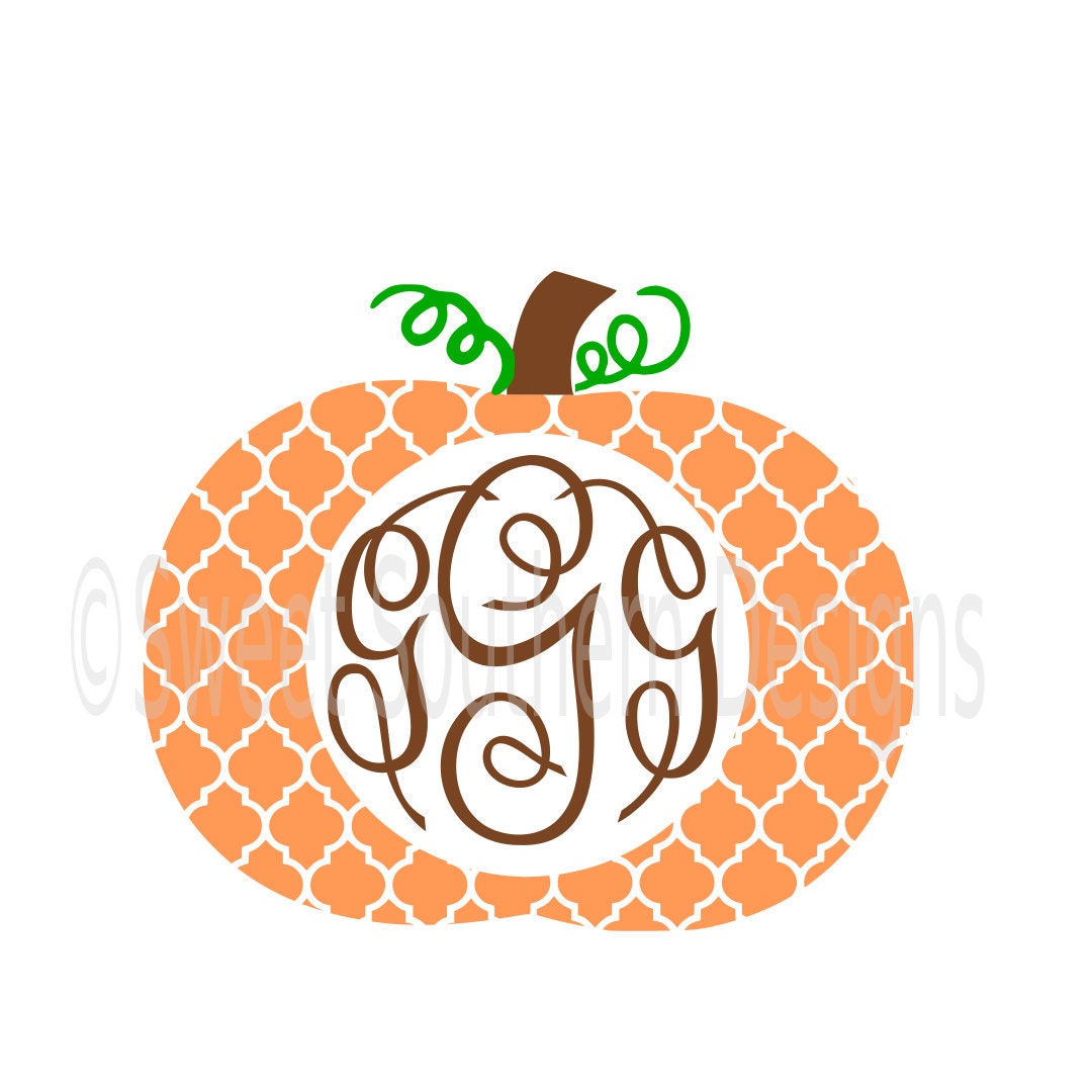 Download Quatrefoil pumpkin monogram SVG instant download design for