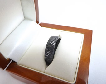 Damascus Stainless Steel Wedding Ring Handmade in Scotland