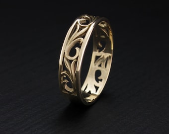 nature wedding band leaves wedding ring vintage style wedding ring yellow gold ring - Leaf Wedding Ring nature wedding band leaves wedding ring vintage style wedding ring yellow gold ring - Leaf Wedding Ring