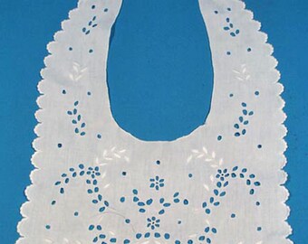 Vintage Collar Large Hand Done Eyelet & Embroidery Collar