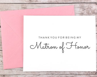 Thank You For Being My Matron of Honor Card, Matron of Honor Thank You Card, Wedding Card, Matron of Honor Gift - (FPS0016)