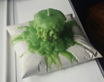 Cushion Candle With Green Drip