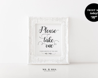 Please Take One Favors Sign, Printable Wedding Sign, Instant Download Favors Reception Sign, Calligraphy, PDF, Wedding Printable, MAM202_06