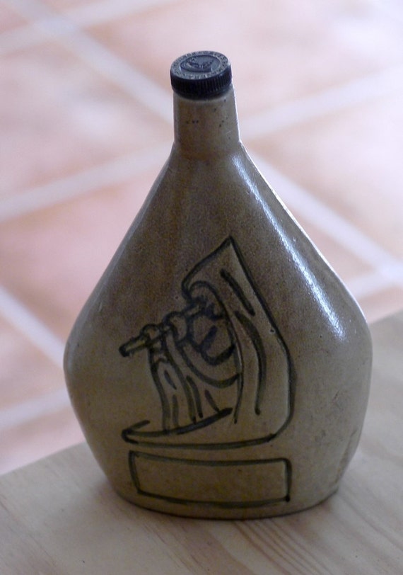 Items similar to Stoneware brandy bottle, aguardente jug, ceramic