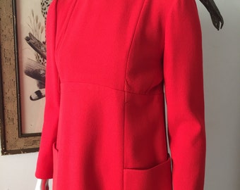 Bright Red Geoffrey Beene 60s Mod Dress