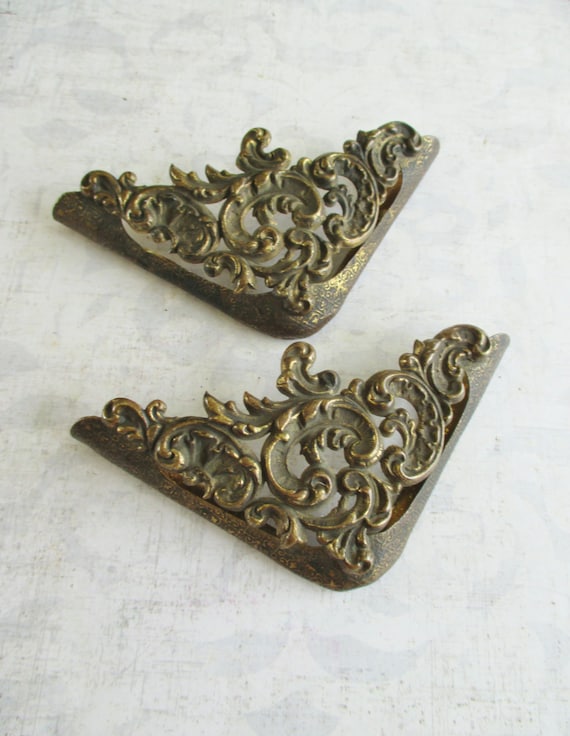 Pair of Vintage Decorative Metal Corner Pieces