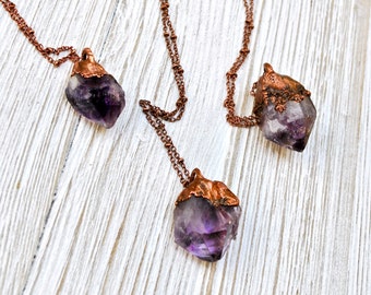 Raw Amethyst Crystal Pendant, Amethyst Crystal Point Necklace, Amethyst Layering Necklace, Amethyst Boho Necklace
