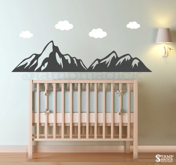 Mountains Wall Decal for Baby Nursery Mountain Range Wall
