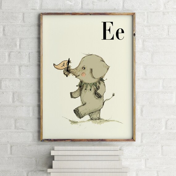 Elephant print nursery animal print safari nursery alphabet