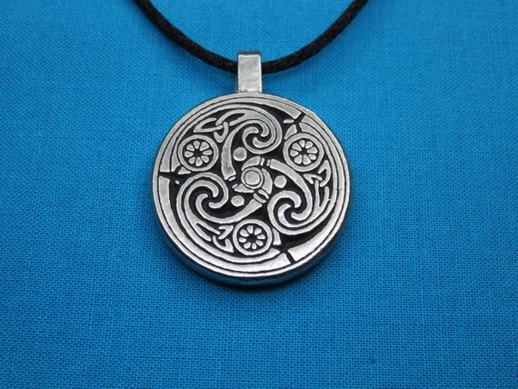 Small Celtic Spirals Silver Pewter Pendant Handcast Handmade