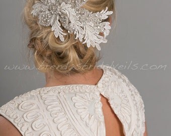 Bridal Lace Hair Comb, Rhinestone Wedding Headpiece, Lace Wedding Hair Comb - Sheneka