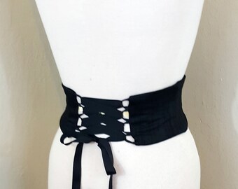 Black Dupioni Silk Obi Belt Corset Waist Cincher Any Size Sash