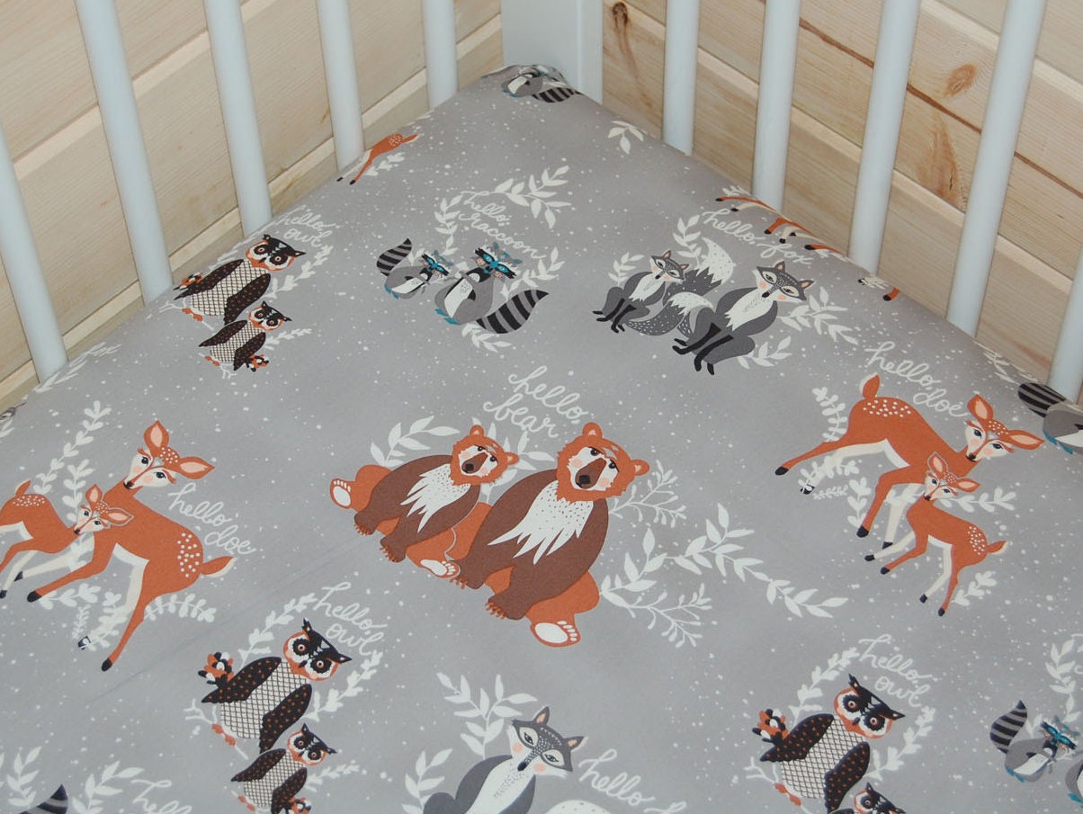 woodland baby bedding bear crib sheet owl crib sheet deer