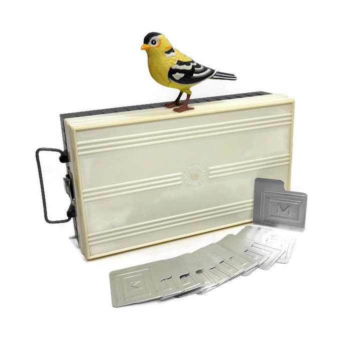 Vintage Slide File Zephyr Metal Dividers Handle Carrying Case Plastic