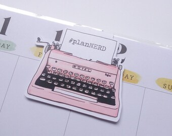 Vintage Typewriter Magnetic Bookmark - Pink Typewriter Planner Clip