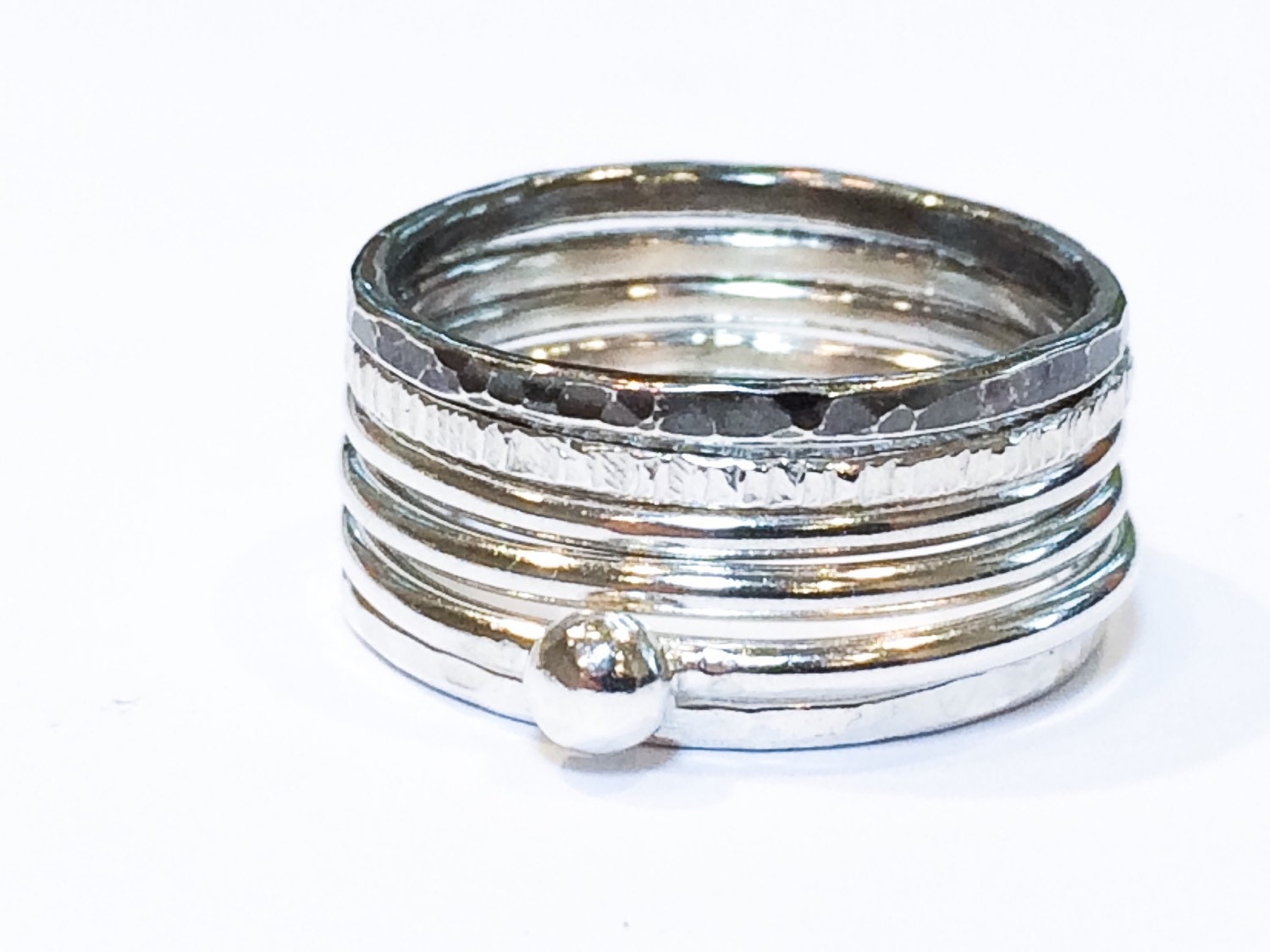 Six 6 Stackable Sterling Silver Rings Set. by HotTorStudio on Etsy