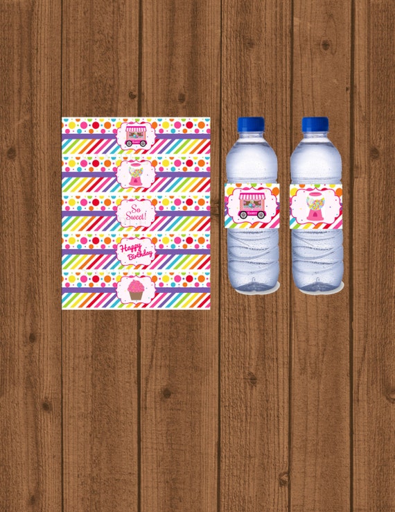 Candy Water Bottle Labels Candy Birthday Party Candyland