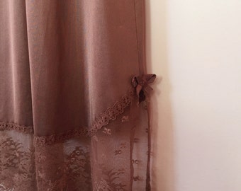 Vintage 1970s Vanity Fair Brown Nylon Lace Half Slip - xs