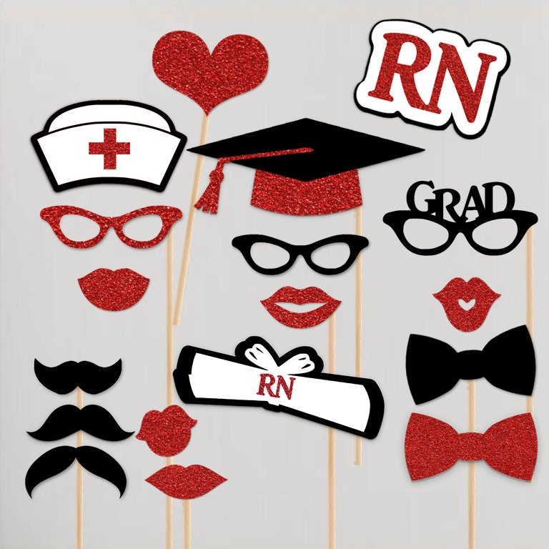 Nurse Graduation Party Photo Booth Props 18 pc RN BSN Prop Set