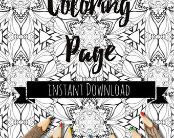 Adult Coloring Book Printable Pages Instant Download Zendoodle Colouring Page Art Therapy Digital Illustration