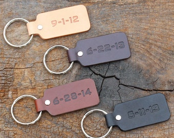 Anniversary Gift, 3rd Anniversary Gift, Date Leather Key Chain, Leather Anniversary, Anniversary Keychain, Mens, Womens