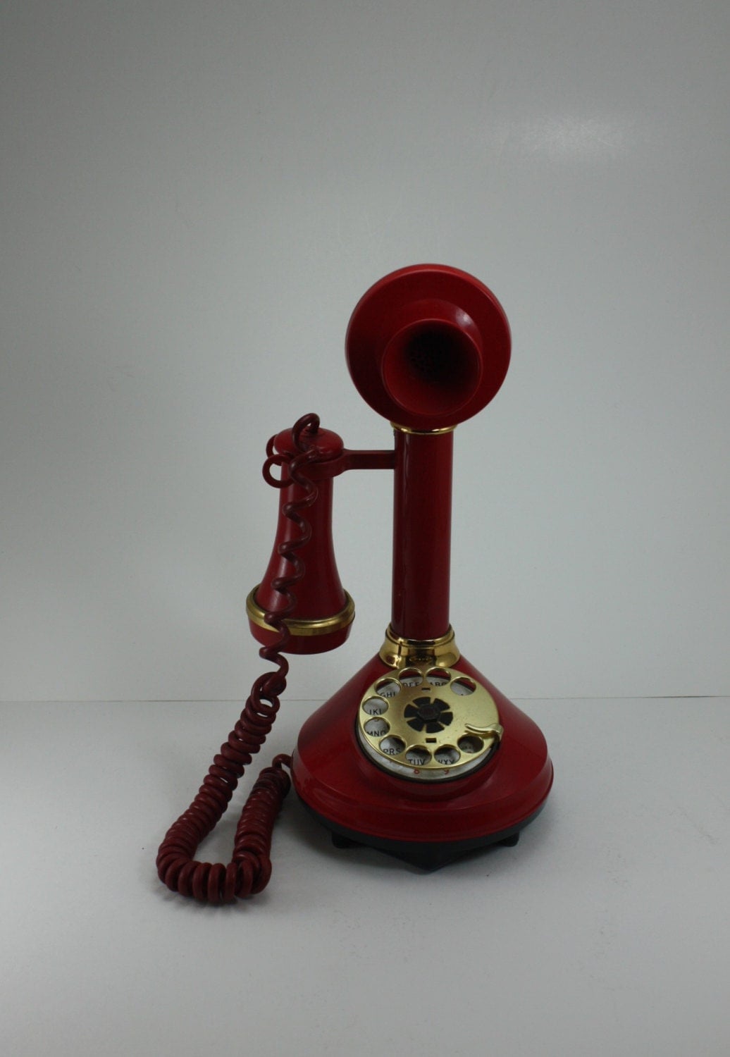 Vintage Red Candlestick Telephone Phone Rotary American