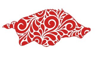 Swirl Razorback Arkansas Football SVG, DXF, or Silhouette Instant Download