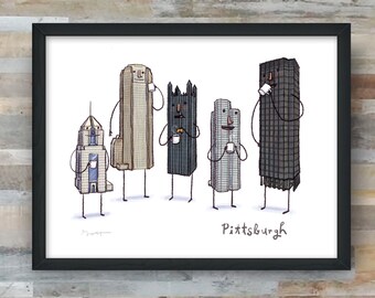 Pittsburgh Skyline Coffee Break- art print