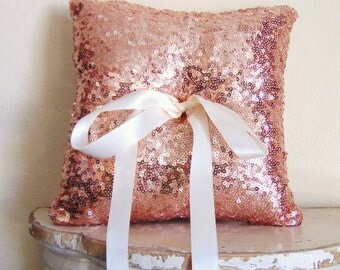 Rose Gold Sequin Ring Bearer Pillow, Rose Gold Ring Bearer Pillow, Rose Gold Wedding Decor, Rose Gold Wedding, Rose Gold TOUCH OF ROSE