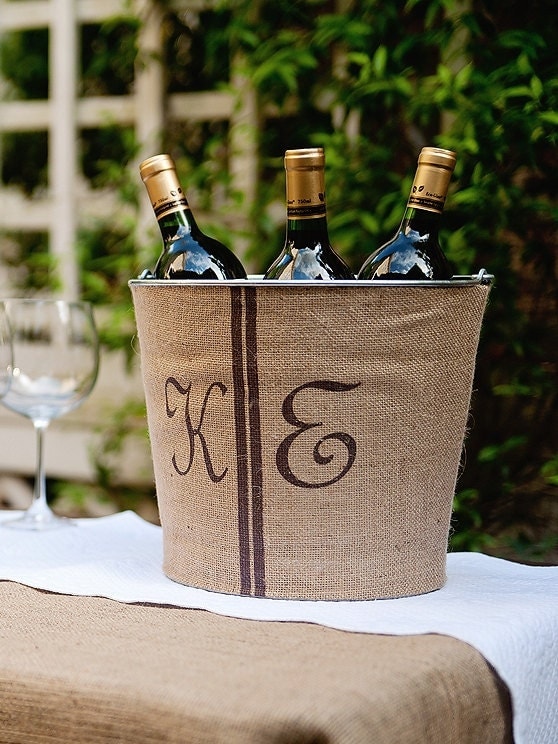 Double Monogram Burlap Wine Bucket