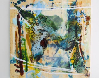 Original Encaustic Painting - Abstract Painting - Encaustic Art - Square Painting 18 x 18 - Beeswax painting - KLynnsArt